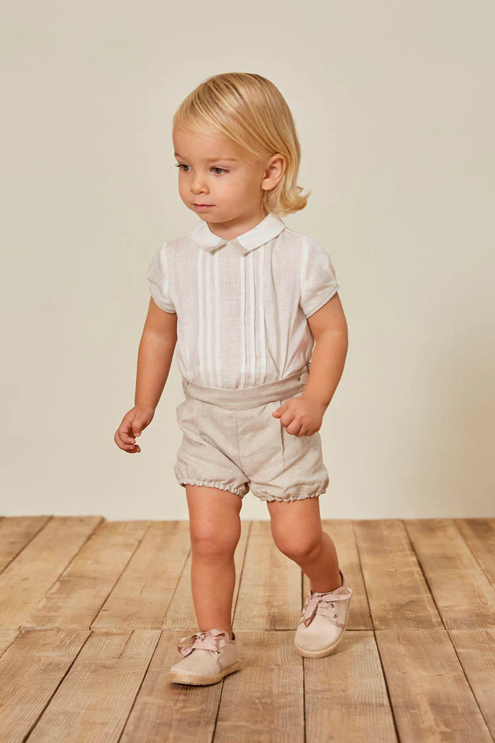 Conjunto Lino Camisa y Short Beige