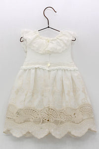 Vestido Blanco con Toques Beige