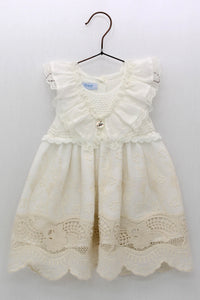 Vestido Blanco con Toques Beige