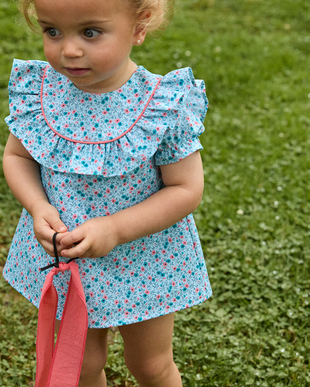 Vestido con Estampado Floreado Turquesa