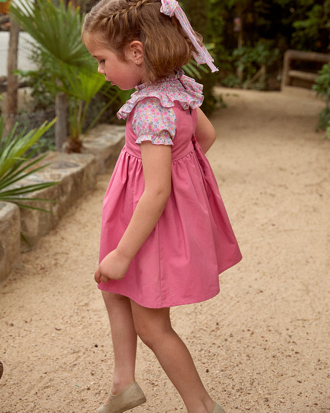 Vestido Rosa Palo con Estampado Floral