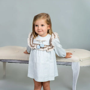 Vestido Celeste con Cafe