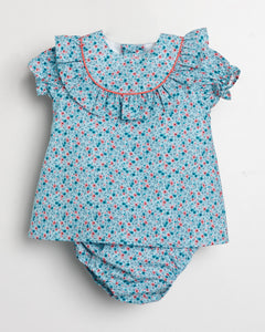 Vestido con Estampado Floreado Turquesa