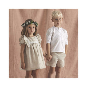 Conjunto de Niño Corto de Lino Beige