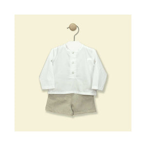 Conjunto de Niño Corto de Lino Beige