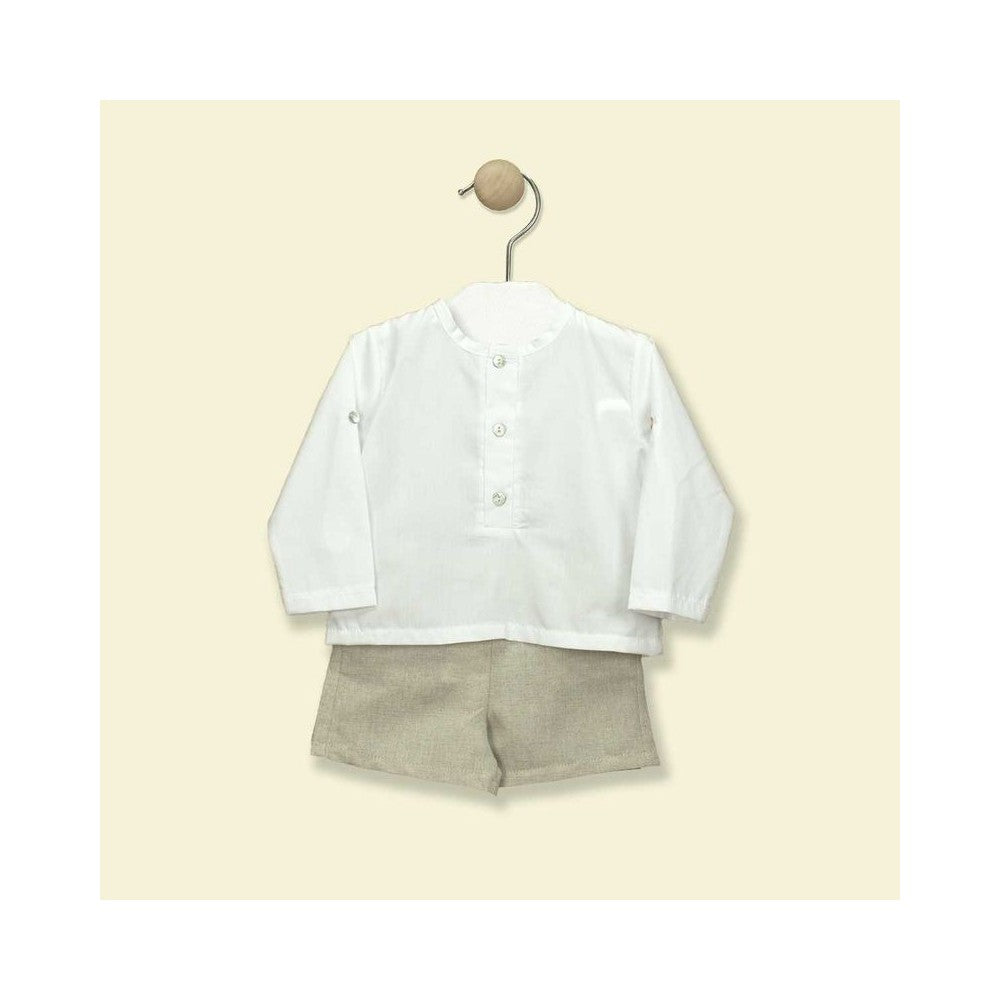 Conjunto de Niño Corto de Lino Beige