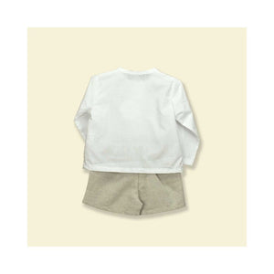 Conjunto de Niño Corto de Lino Beige