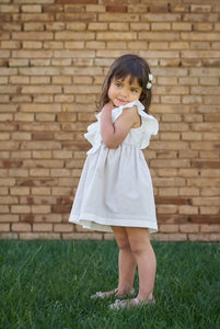 Vestido Lino Beige con Blanco