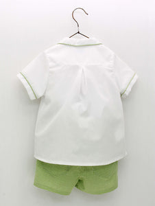 Conjunto Camisa y Short Cuadriculado Verde