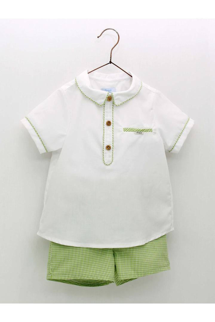 Conjunto Camisa y Short Cuadriculado Verde