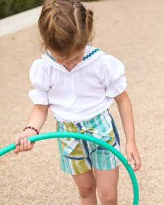 Conjunto Camisa Blanca Marinera y Short Rayas