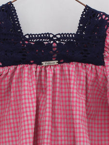 Vestido Cuadriculado Fuschia con Marino