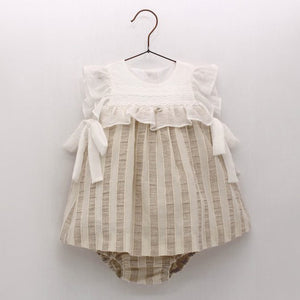 Vestido Beige con Rayas