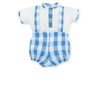 Set de Overall de algodón estampado Vichy con Camisa