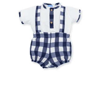 Set de Overall de algodón estampado Vichy con Camisa