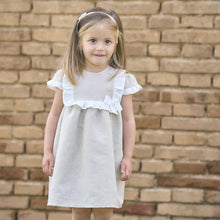 Cargar imagen en el visor de la galería, Vestido Lino Beige con Blanco
