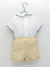 Cargar imagen en el visor de la galería, Conjunto Camisa Blanca y Short Vichy Amarillo
