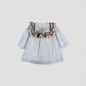 Vestido Celeste con Cafe