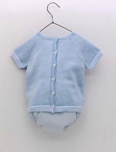 Traje Bordado Celeste Aves