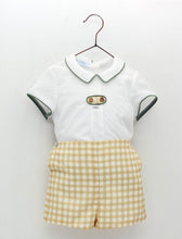Cargar imagen en el visor de la galería, Conjunto Camisa Blanca y Short Vichy Amarillo
