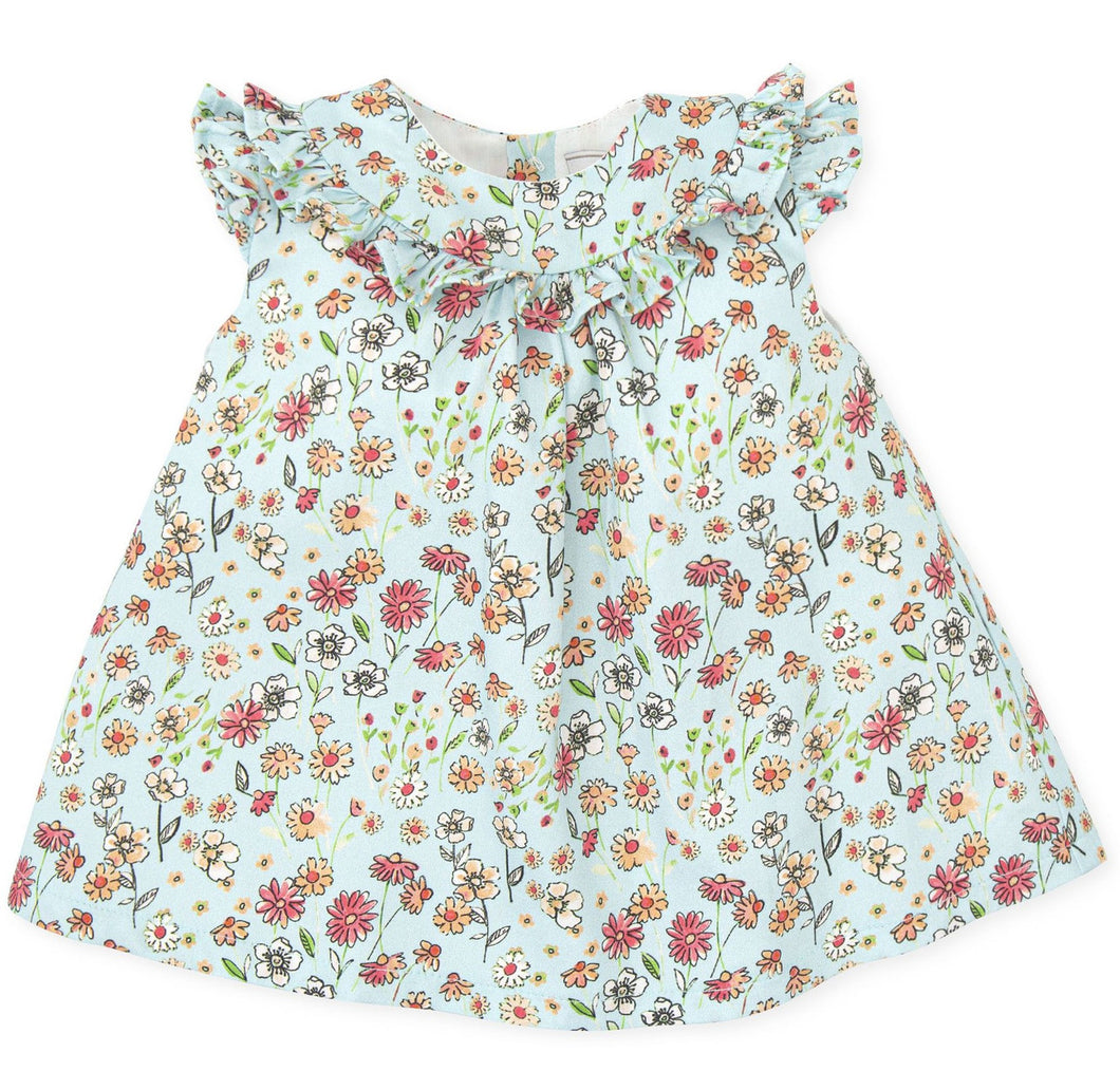 Vestido Celeste Estampado Flores