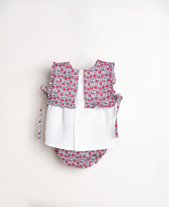 Conjunto Floral Fuscia con Blanco