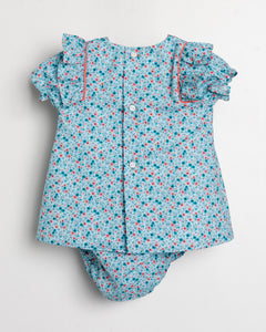 Vestido con Estampado Floreado Turquesa