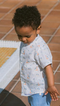 Cargar imagen en el visor de la galería, Conjunto Camisa Lino y Short Celeste Tematica Playa
