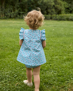 Vestido con Estampado Floreado Turquesa