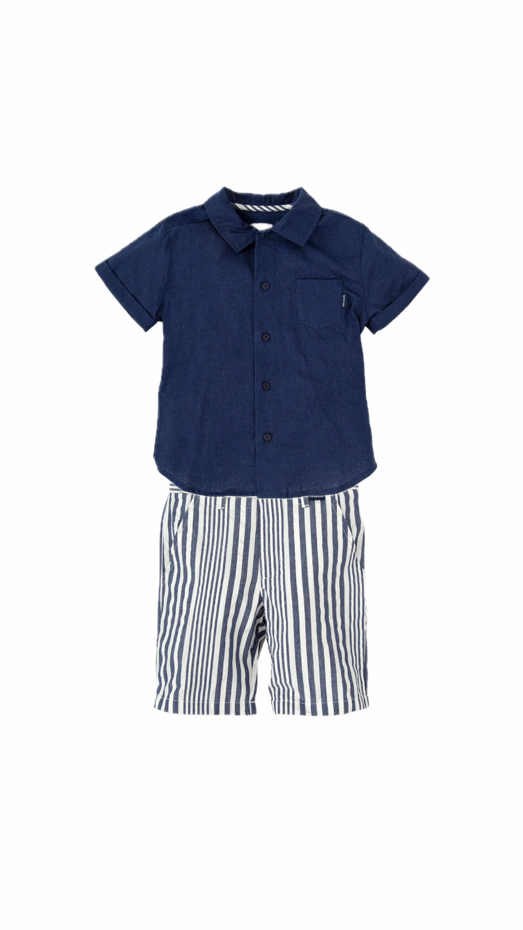 Set Camisa Azul Marino Short Rayado