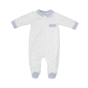 Pijama Blanca con Azul de Algodón
