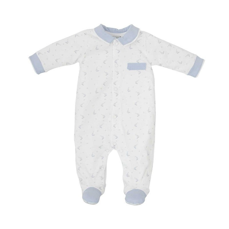 Pijama Blanca con Azul de Algodón
