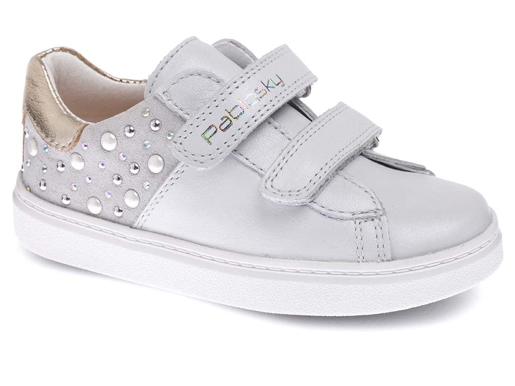 Tennis Blanco de Velcro con Perlas